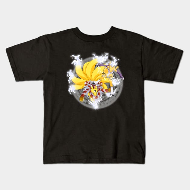 Renamon & Kyubimon Kids T-Shirt by FireFlea